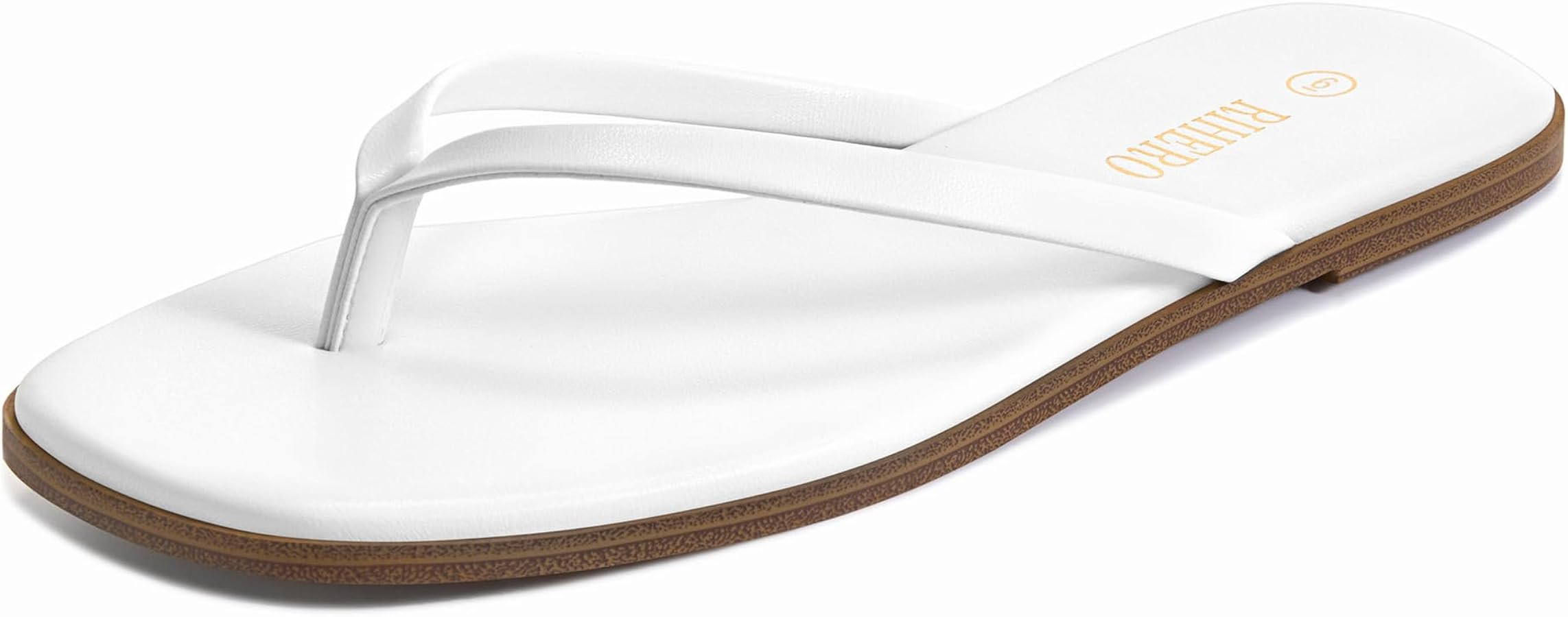 Rihero Flip Flops for Women Comfortable Square Toe Beach Sandals Slip On Leather Thong Flat Sanda... | Amazon (US)