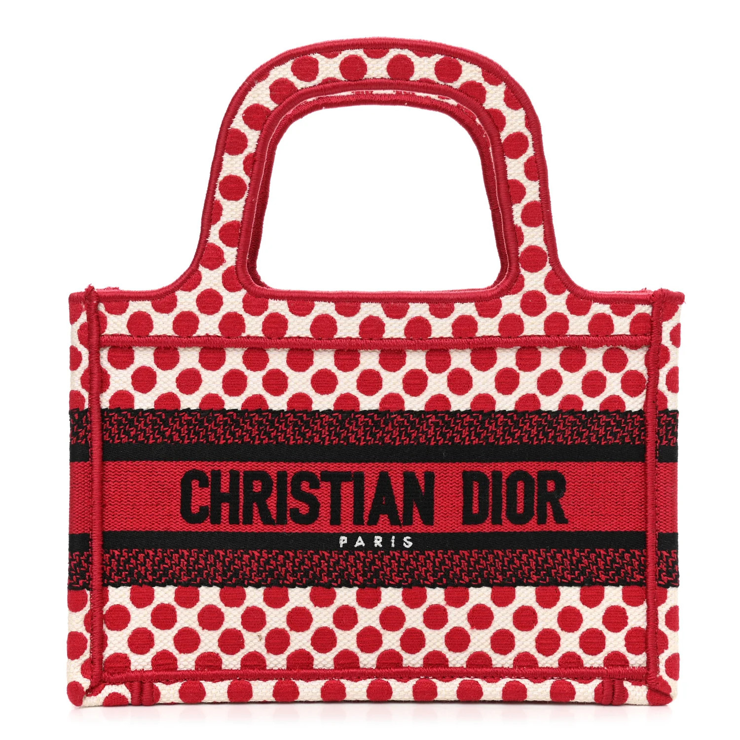 Canvas DiorAmour Dots Mini Book Tote Red | FASHIONPHILE (US)