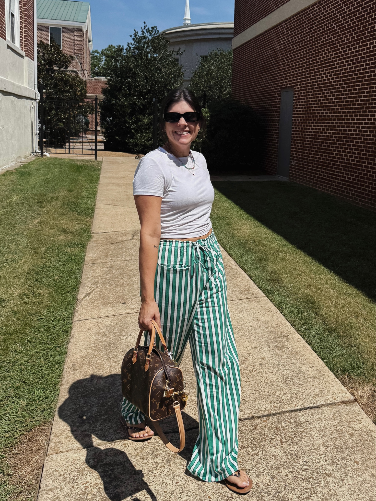 These Amazon striped wide leg pants are a new fave 🙌 Perfect for summer-to-fall, lightweight + comfy with the cutest flowy fit. I’m in a medium and they run TTS! Styled here with a simple white tee + sandals, but they’ll be so cute with a sweater + sneakers when it cools down 🍂

#LTKFinds #LTKSeasonal #LTKStyle #AmazonFashion #AmazonOutfit #AmazonFinds #AmazonStyle #WideLegPants #StripedPants #AffordableFashion #LTKunder50
