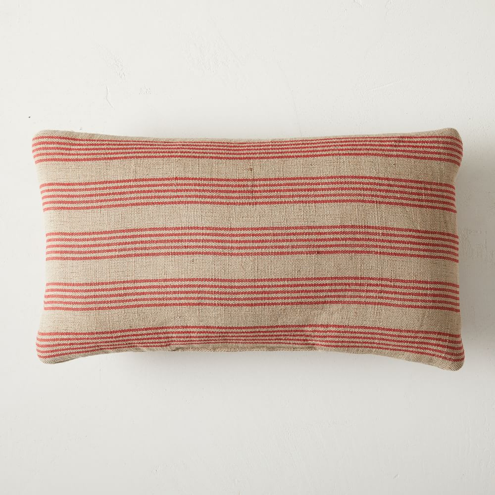 Natural Mini Stripe Indoor/Outdoor Pillow | West Elm (US)