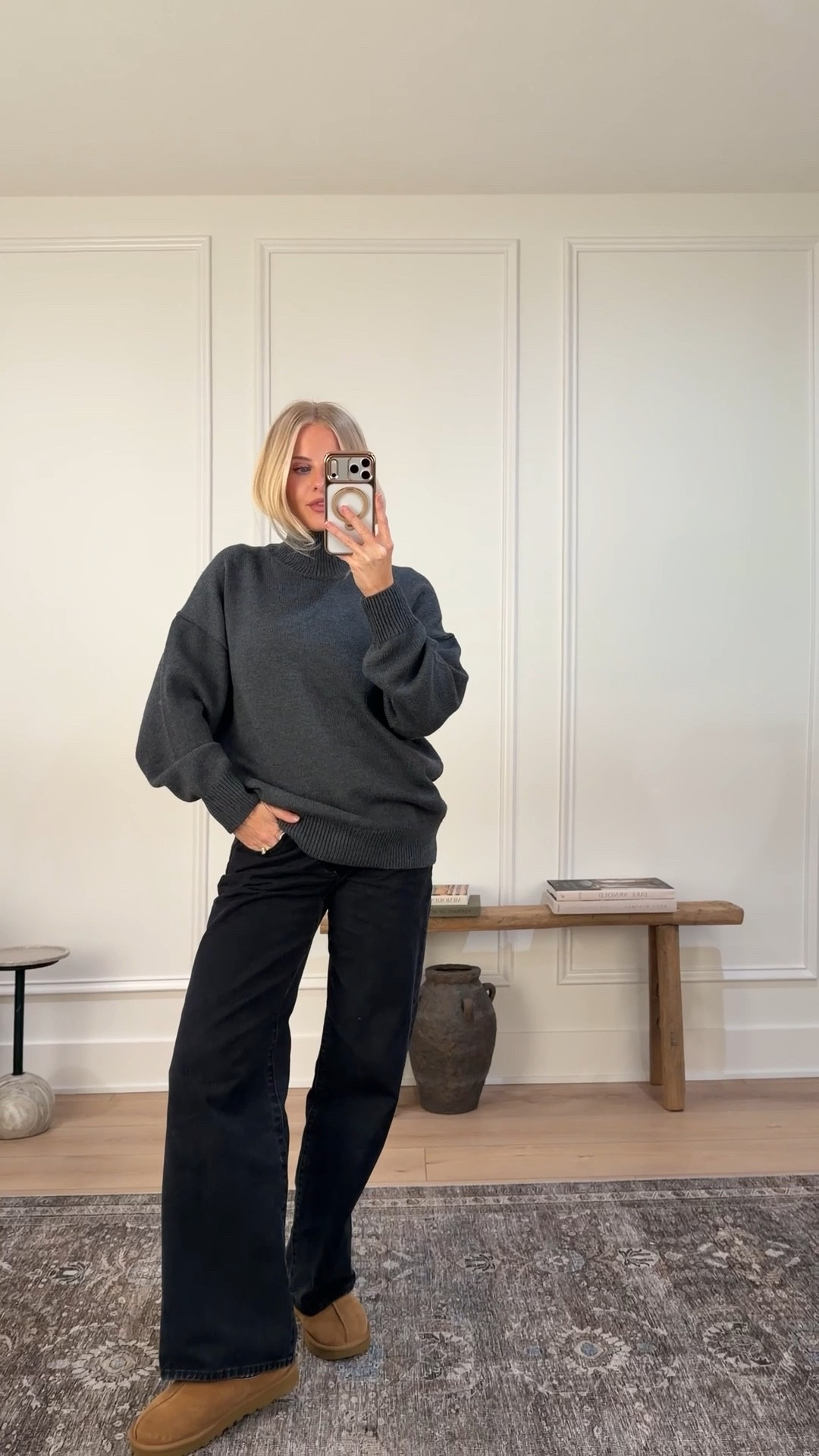 Wearing a med in sweater (charcoal), 28 in jeans (sized up for pregnancy, runs tts), shoes are tts! #kathleenpost

Winter weather outfit, cold weather wear, lunch date look, running errands outfit

#LTKootd #LTKSeasonal #LTKdayinmylife