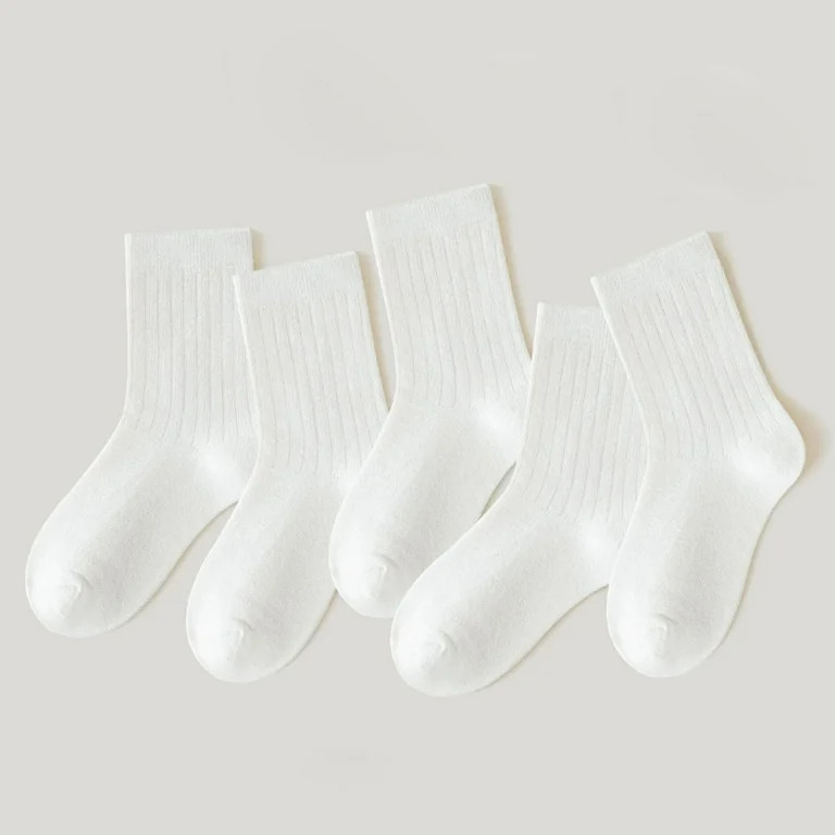 yillto Boys Girls Socks Mid Length Ankle Crew Ribbed Sock Solid Color Cotton Kids Toddler Sock | Walmart (US)
