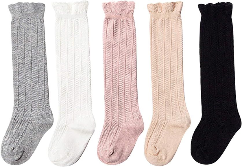 Epeius Baby Girls Boys Uniform Knee High Socks Tube Ruffled Stockings Infants and Toddlers (Pack ... | Amazon (US)