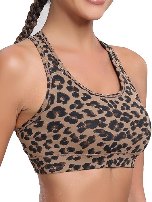 Oalka Women's Racerback Sports Support Workout Running Bras | Amazon (US)