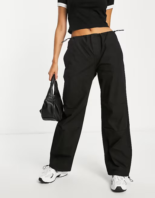Stradivarius STR oversized parachute pants in black | ASOS (Global)