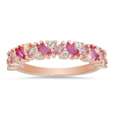 Sterling Silver Multi-Shape Pink Ombre Band Ring | Target