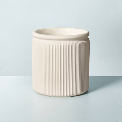 Ribbed Ceramic Oak & Lavender Jar Candle Cream 14oz - Hearth & Hand™ with Magnolia | Target