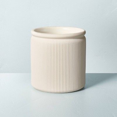 Ribbed Ceramic Oak & Lavender Jar Candle Cream 14oz - Hearth & Hand™ with Magnolia | Target