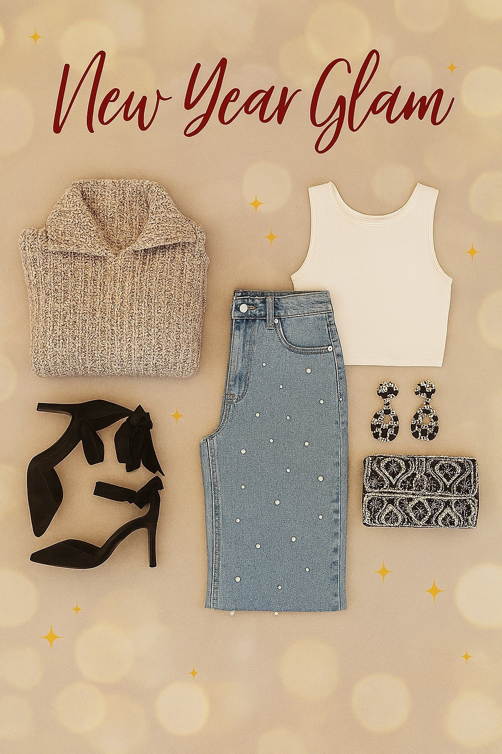 
• “✨ Ring in 2026 with pearls, sparkle, and glam essentials 🥂 #NYEStyle #LTKHoliday”
• “🎉 Cozy meets chic: knit + rhinestones for the perfect countdown look 💫 #NewYearGlam”
• “🍾 Statement earrings + bow heels = midnight magic ✨ #LTKNewYearparty 