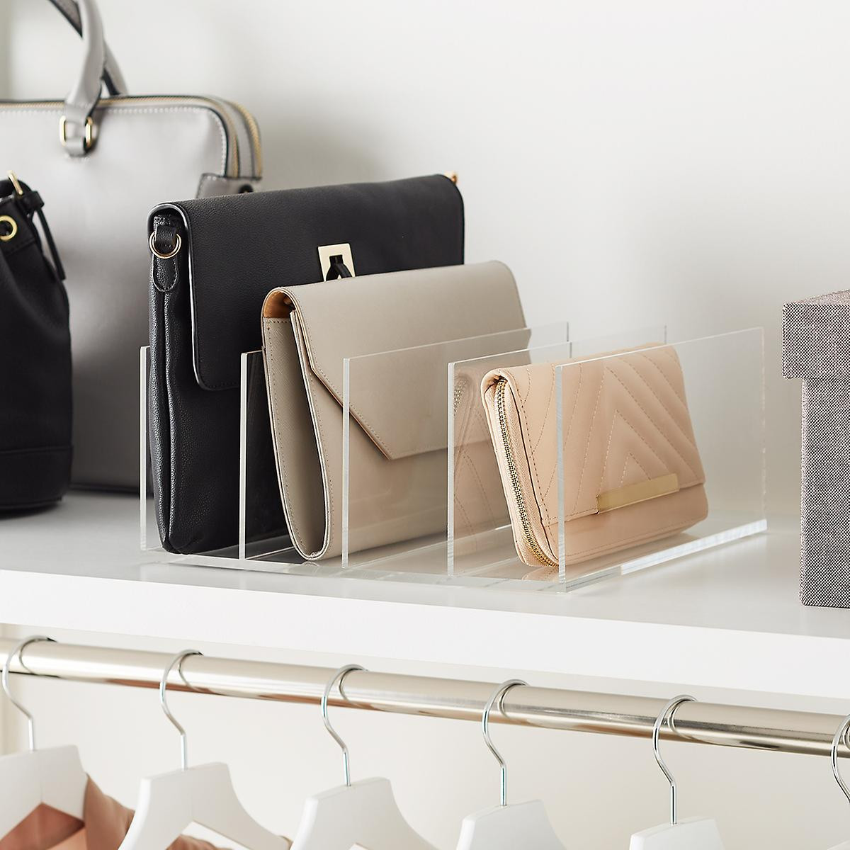 Acrylic 4-Section Purse Storage Organizer | The Container Store