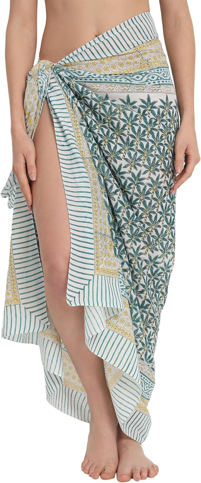 parihan Swimsuit Beach Sarong Cover Ups for Swimwear Women-Hand Print Wrap Skirt | Amazon (US)