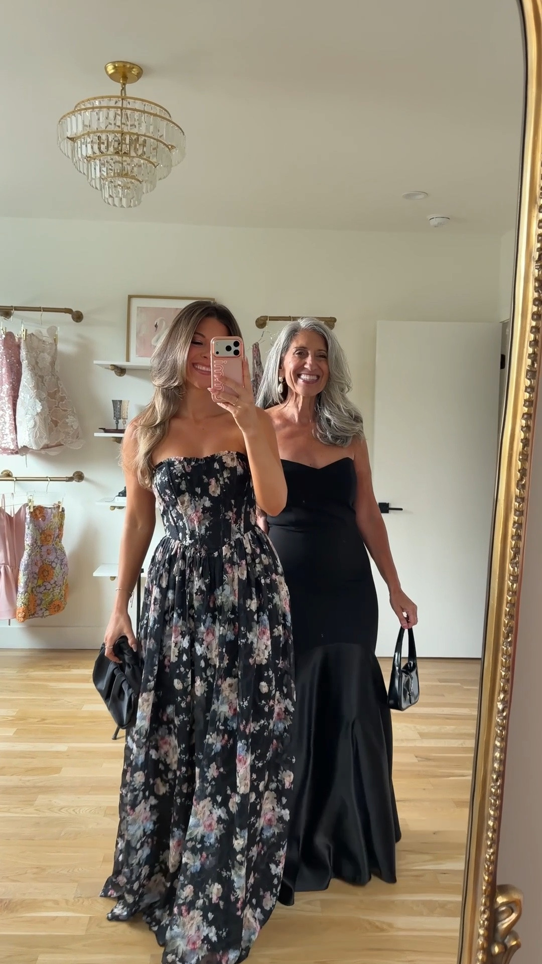 black floral strapless maxi dress with a fitted bodice, black strapless satin gown with a fitted bodice and dropped waist mom and me formal wedding guest and mother of the bride dresses 💍

lulus: emerson20 (first purchase only)

I’m 5’4” and wearing my usual small/2 in most
• sized down to xs

mom is 5’4” and wears a medium/6

summer wedding guest dresses, wedding guest dresses, cocktail dresses, semi-formal dresses, black tie wedding guest dresses, destination wedding guest dresses, garden party dresses, wedding guest outfit ideas, mom & me outfits, mom & me dresses, matching outfits, mother daughter outfits, family photo outfits, wedding guest dresses, mother of the bride, mother of the groom, wedding guest outfit ideas

#LTKootd #LTKWedding #LTKgrwm