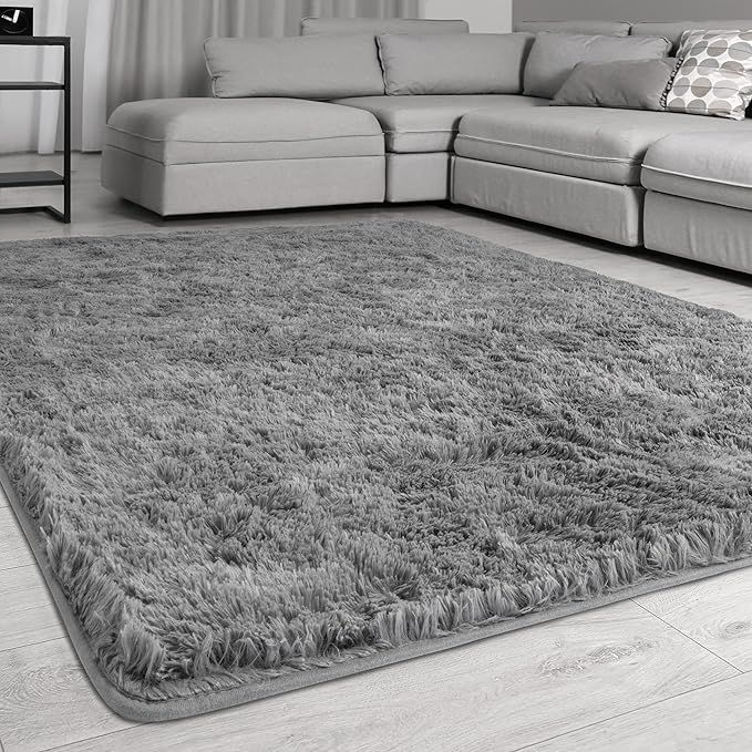 Signature Loom Fluffy Shaggy Area Rug 4x5 – Soft Fuzzy Velvet Rugs for Girls Bedroom – Shaggy... | Amazon (US)