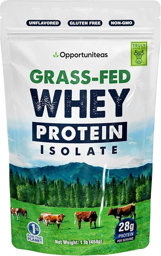 Opportuniteas Grass Fed Whey Isolate Protein Powder - Unflavored 28g Protein Powder Without Artif... | Amazon (US)