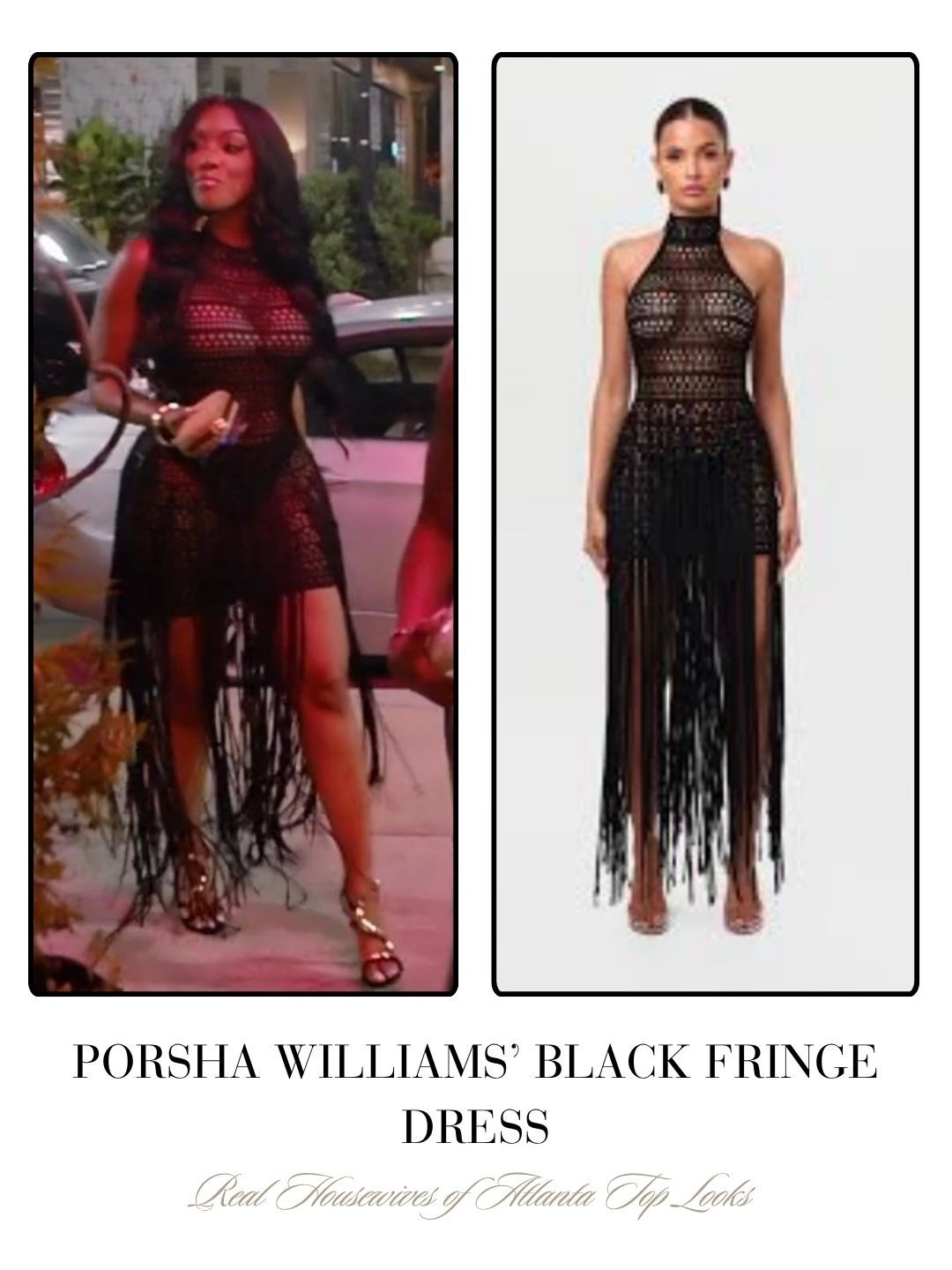 Porsha William’s Black Fringe Dress // Sold by Naked Wardrobe