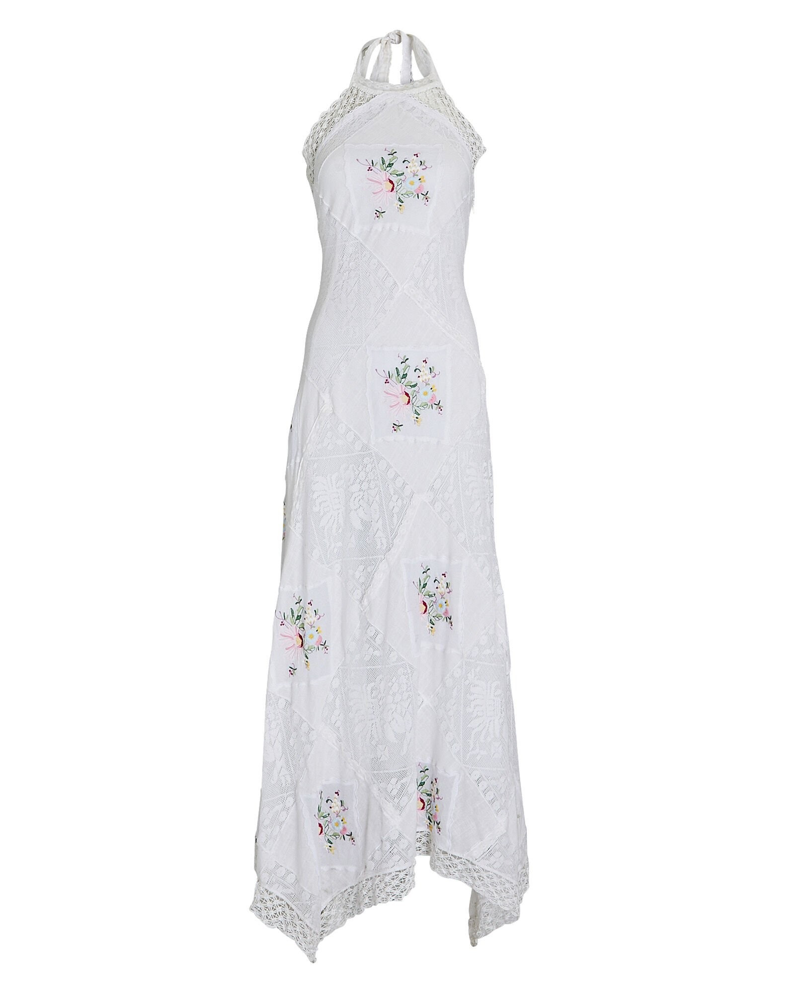 Kamia Embroidered Patchwork Halter Maxi Dress | INTERMIX