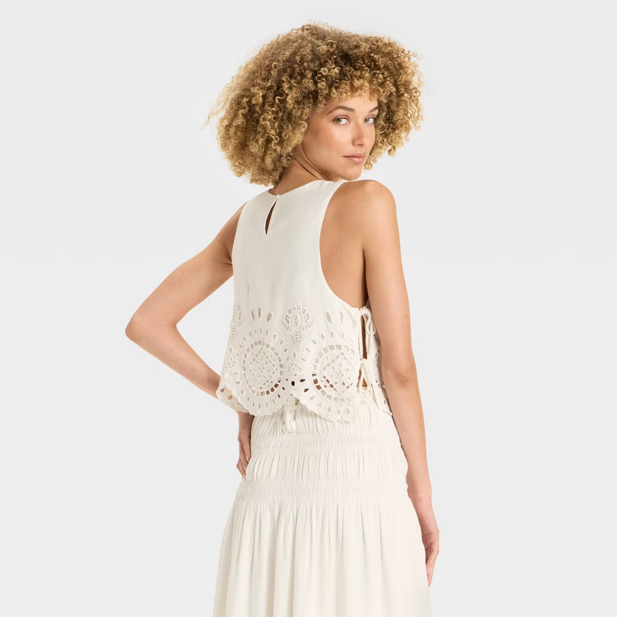 Women's Embroidered Eyelet Side-Tie Tank Top - Future Collective | Target