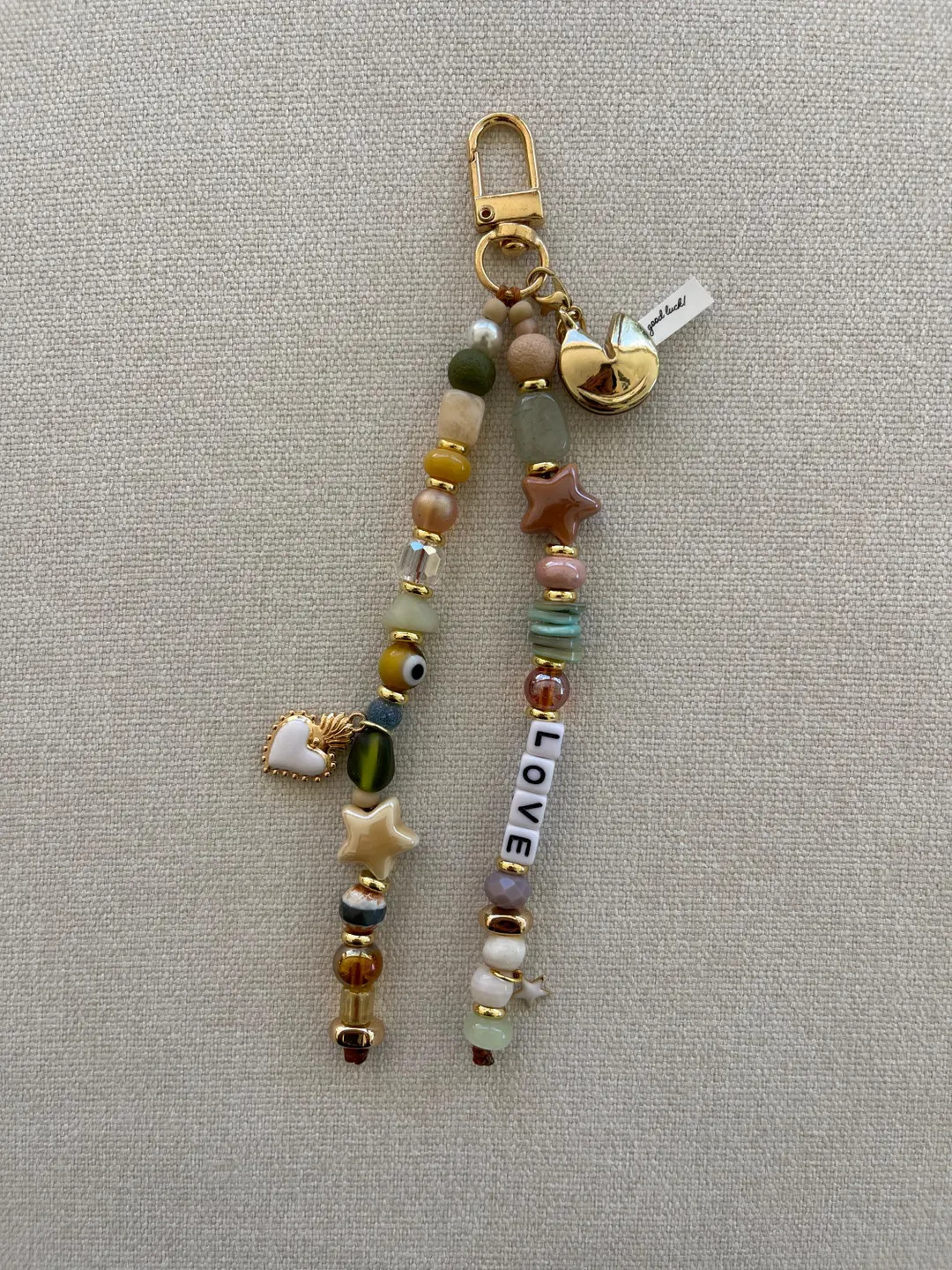 Handmade Beaded Keychain: Glass, Ceramic, Crystal Beads With Charm - Etsy | Etsy (US)