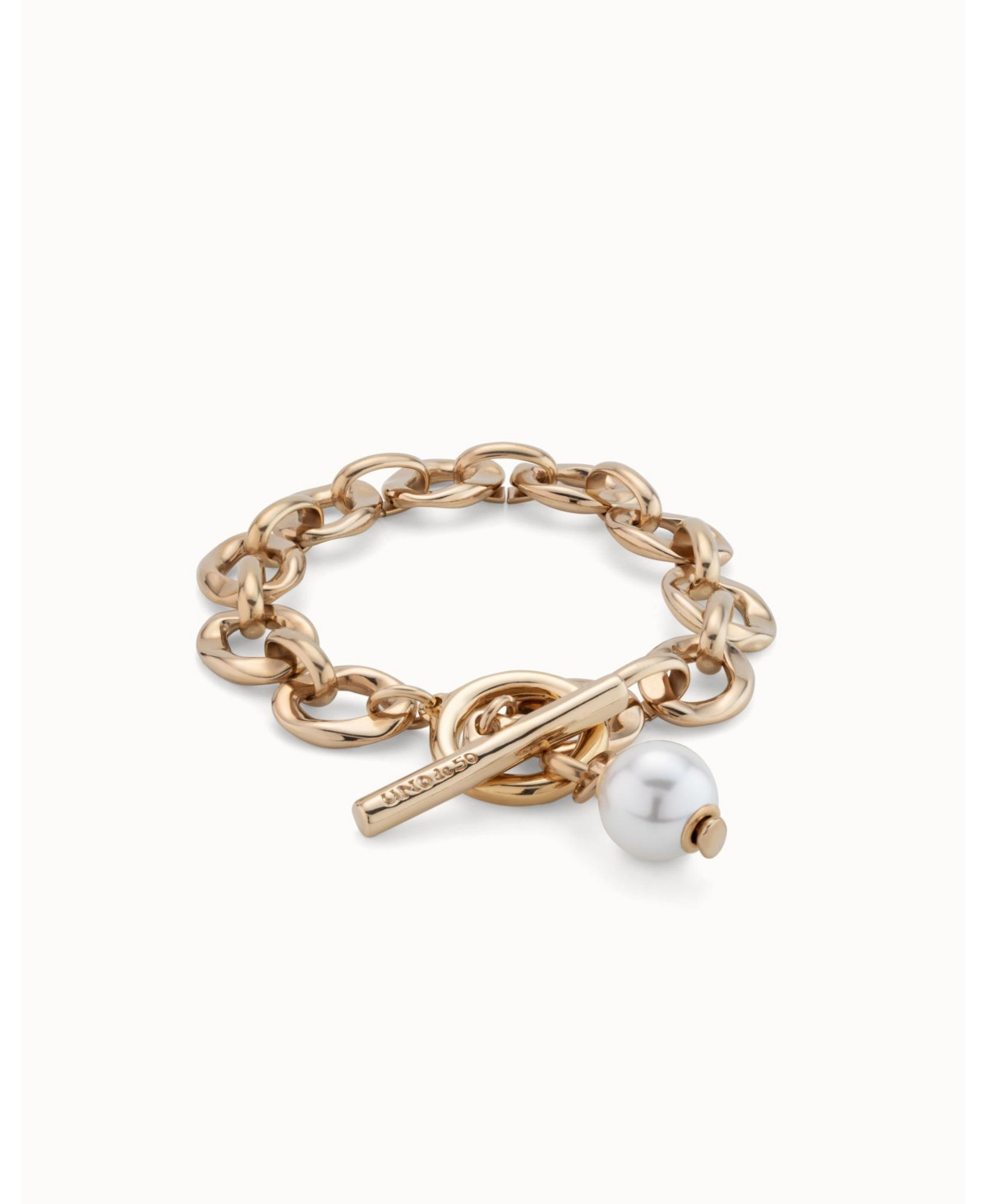 UNOde50 Links and Cultivated Pearl Charm Bracelet - Gold | Macy's