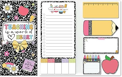 Teacher Sticky Notes Set - Teaching is A Work of Heart Set Blackboard Self-Stick Note Pads - Teac... | Amazon (US)