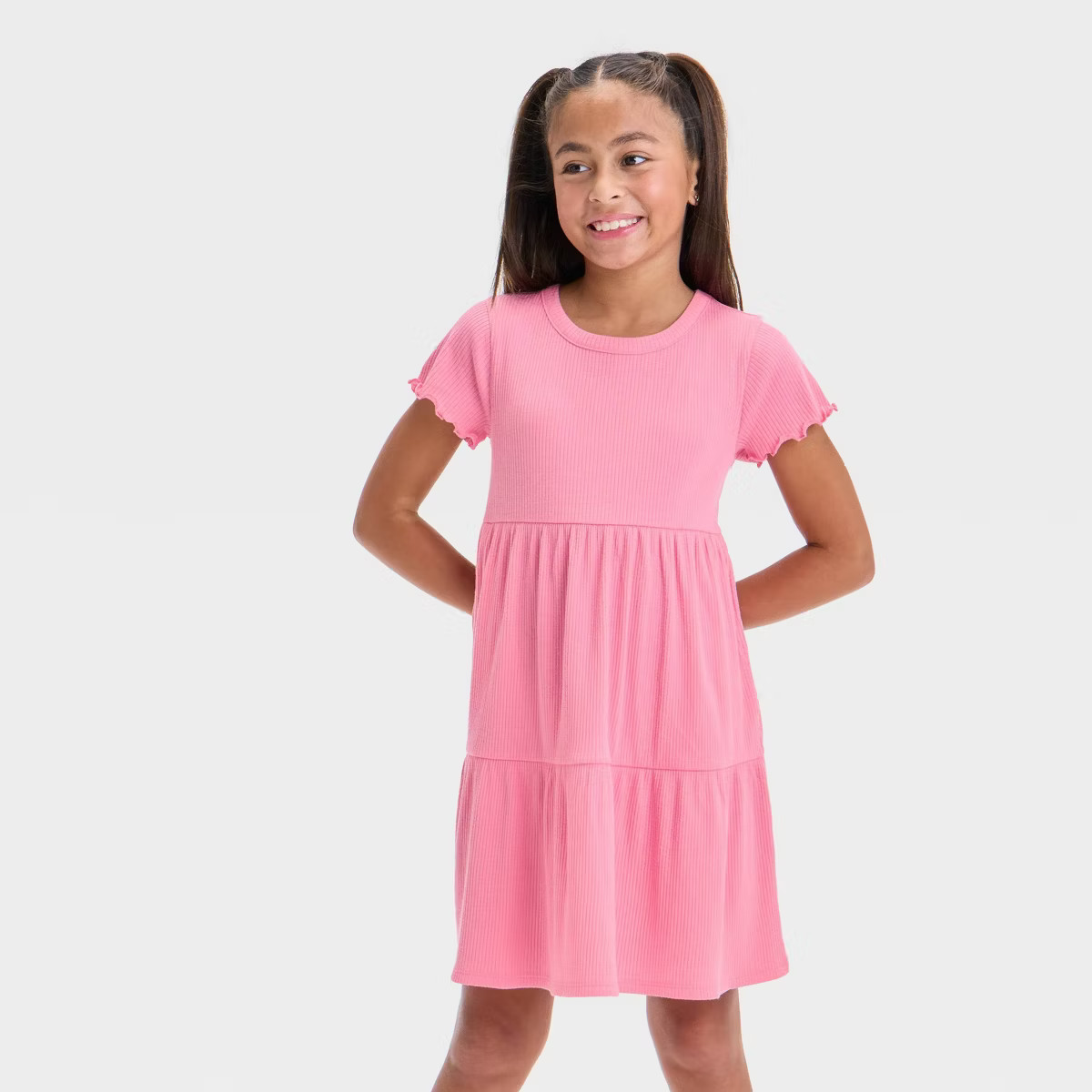 Girls' Short Sleeve Tiered Ribbed Dress - Cat & Jack™ | Target
