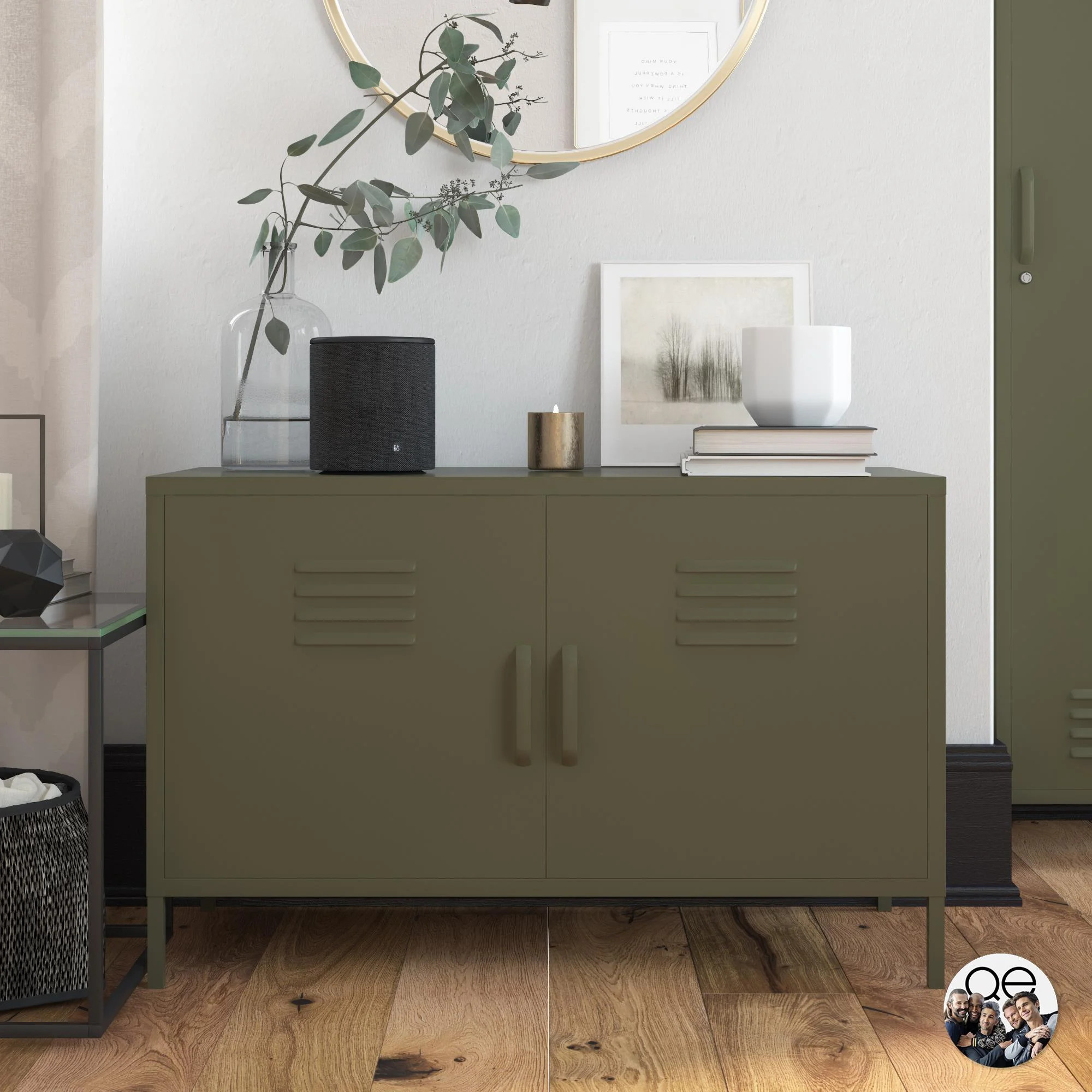 Queer Eye Bradford 2 Door Metal Locker Accent Cabinet, Olive Green | Walmart (US)