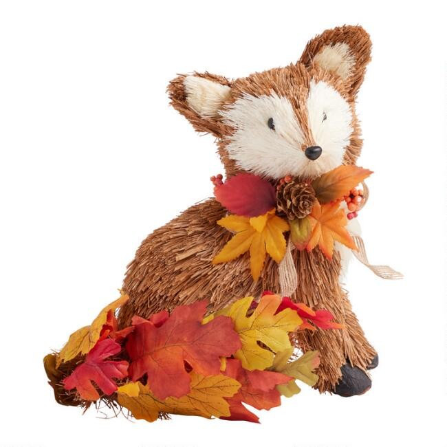Pier Place Harvest Sisal Foxes with Leaf Tails Decor 2 Pack | World Market