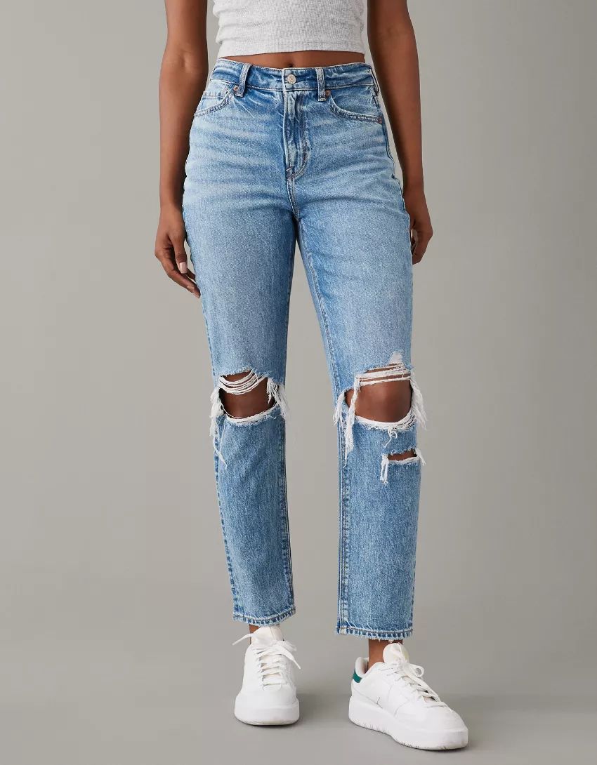 AE Strigid Ripped Mom Jean | American Eagle Outfitters (US & CA)