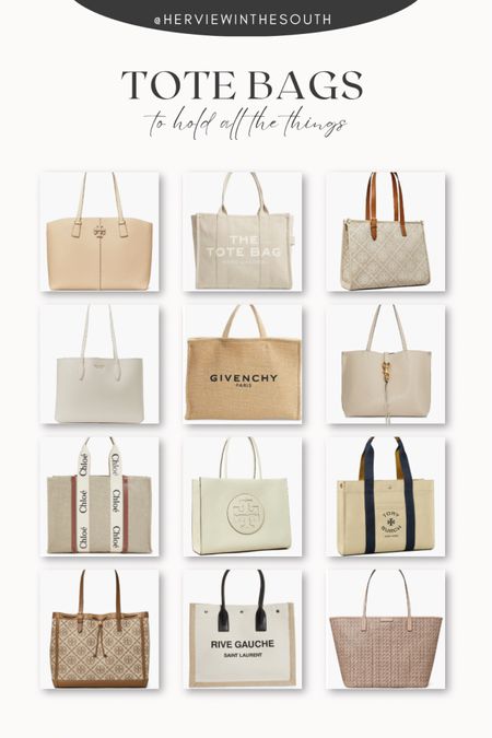 Tote Bags!

Neutral
Tory Burch
Marc Jacobs
Saint Laurent
Chloe’
Travel

#LTKFind #LTKtravel #LTKitbag