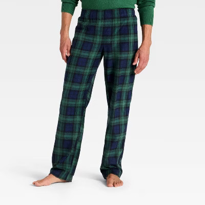 Men's Plaid Microfleece Holiday Matching Family Pajama Pants - Wondershop™ Navy Blue | Target