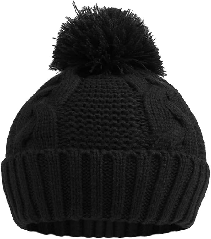 JANGANNSA Winter Knit Baby Hat Twist Warm Beanie for Boys Girls Infant Toddler Baby Beanie with Pomp | Amazon (US)