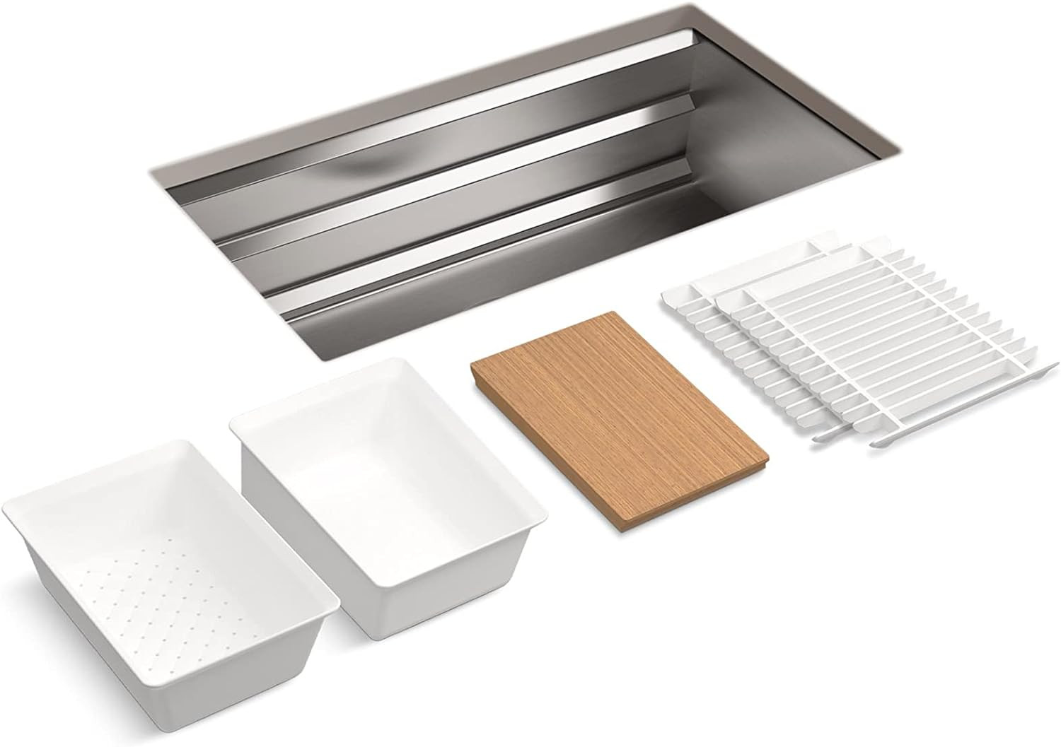 KOHLER K-5540-NA Prolific Undermount Workstation Stainless Steel Single Bowl Kitchen Sink, 33 Inc... | Amazon (US)