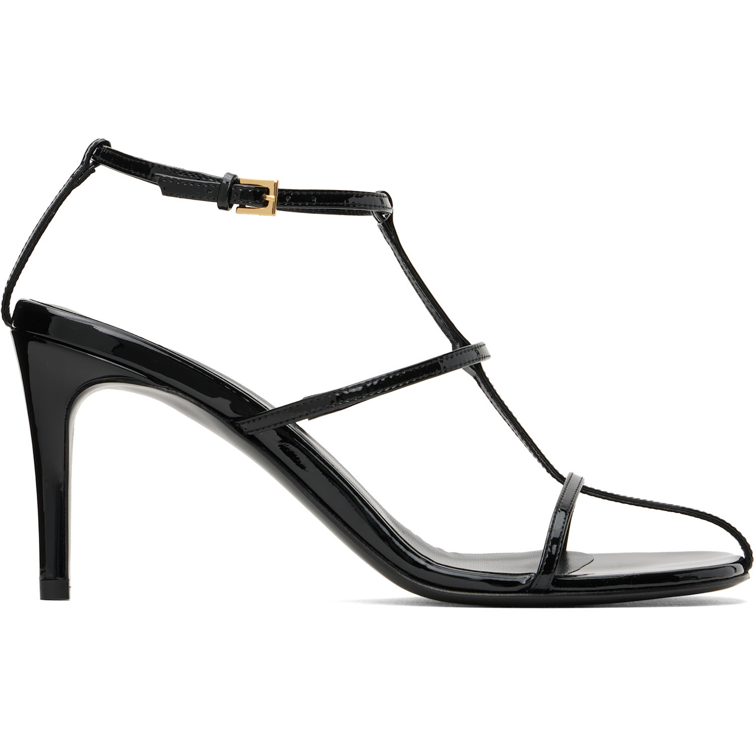 KHAITE Black Cage Heeled Sandals | SSENSE