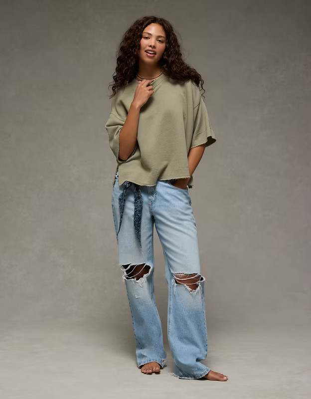 AE Saltwash Short-Sleeve Sweatshirt | American Eagle Outfitters (US & CA)