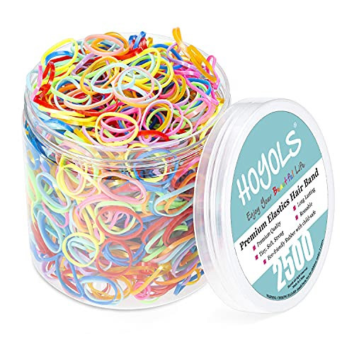 HOYOLS Mixed Color Elastic Hair Bands, 2500 Small Rubber Bands Braids for Girls Kids Women Non-Slip Tiny Soft Hair Ties Accessories Value Pack TPR | Amazon (US)