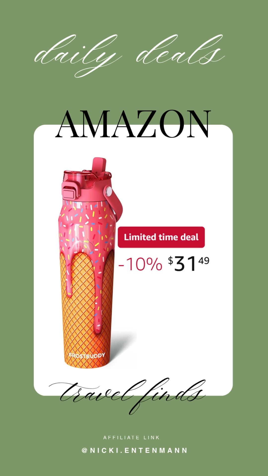 Frost Buddy 32oz Insulated Water Bottle with Straw and Chug Lid keeps drinks cold, style fresh, and hydration easy. One bottle, two lids, endless convenience for everyday adventures 💧✨🏞️

#FrostBuddy #waterbottle #insulatedbottle #hydration #drinkware #stainlesssteel #styleinspo #trendalert #modernliving #everydayessentials 

 #LTKSaleAlert #LTKTravel #LTKKids