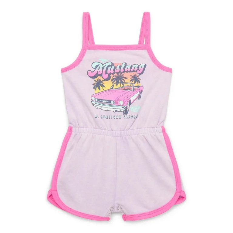 Mustang Toddler Girls Sleeveless Graphic Romper, Sizes 12M-5T | Walmart (US)