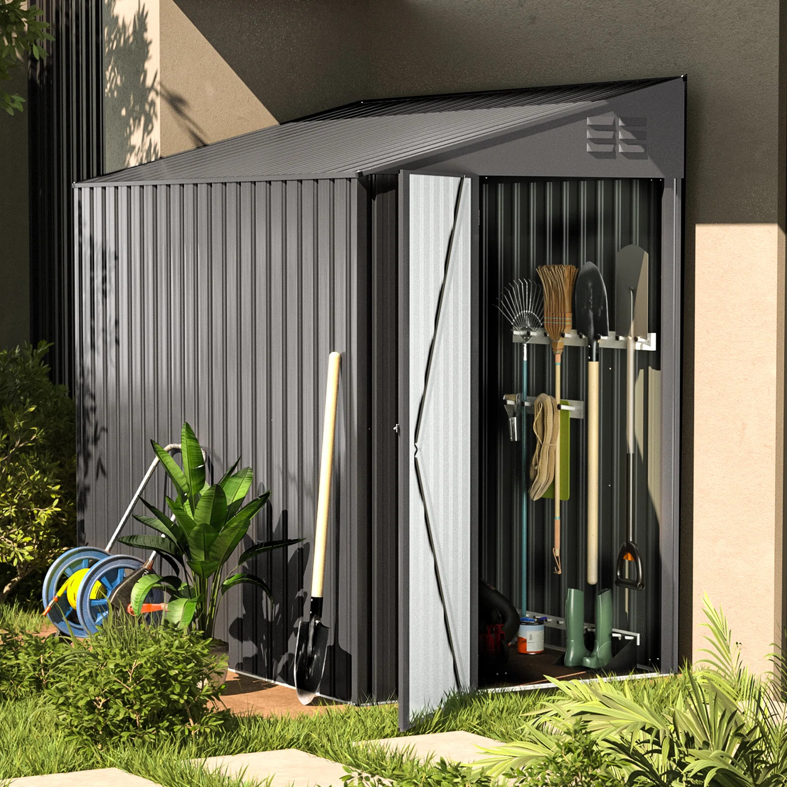 AECOJOY 4. ft. W X 7 ft. D Metal Lean-To Storage Shed & Reviews | Wayfair | Wayfair North America
