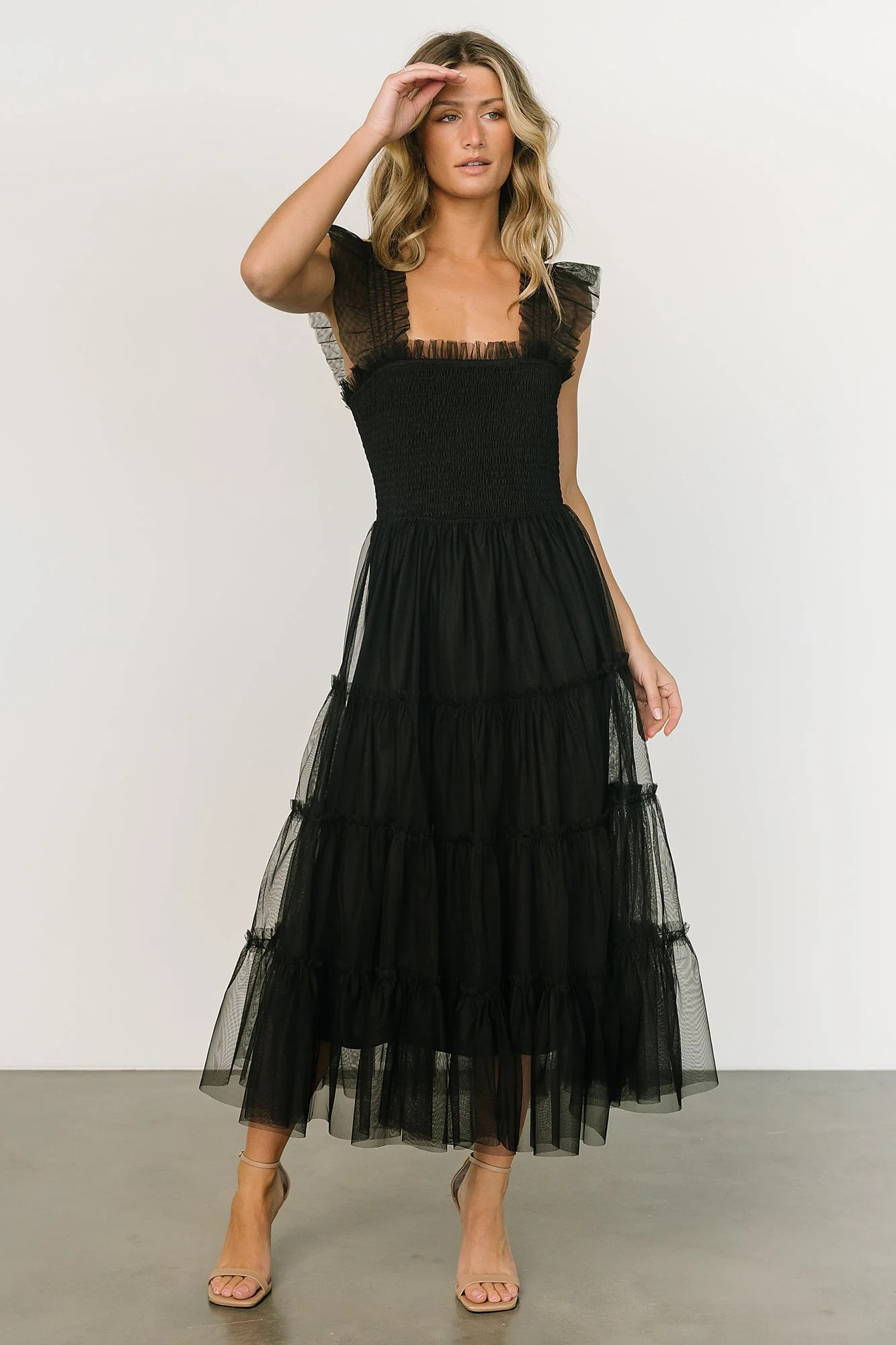 Emma Smocked Tulle Dress | Black | Baltic Born