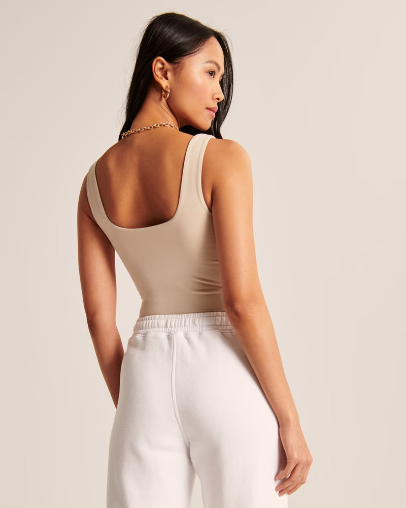 Cotton-Blend Seamless Fabric Tank Bodysuit | Abercrombie & Fitch (US)