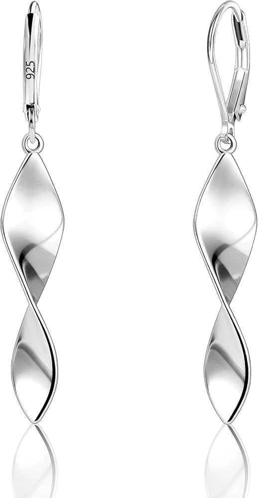 925 Sterling Silver Twisted Dangle Earrings for Women Hypoallergenic Leverback Earrings 14k Gold ... | Amazon (US)