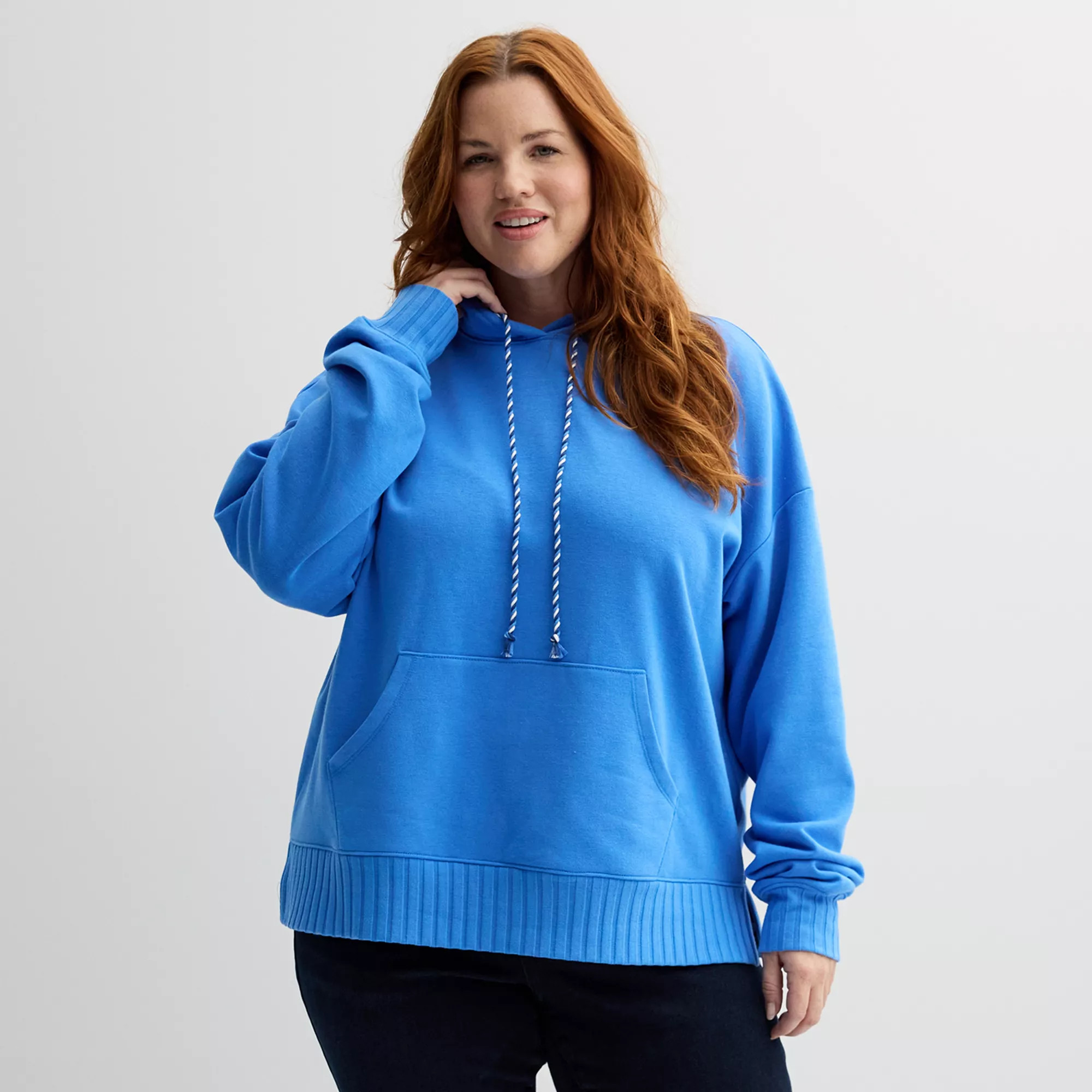 Plus Size Sonoma Goods For Life® Mixed Rib Hoodie | Kohl's