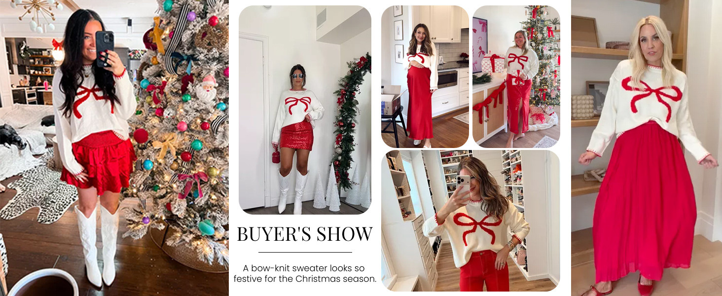 Womens 2025 Fall Sweater Long Sleeve Crewneck Cropped Knit Sweaters Plus Size Cute Bow Pullover T... | Amazon (US)