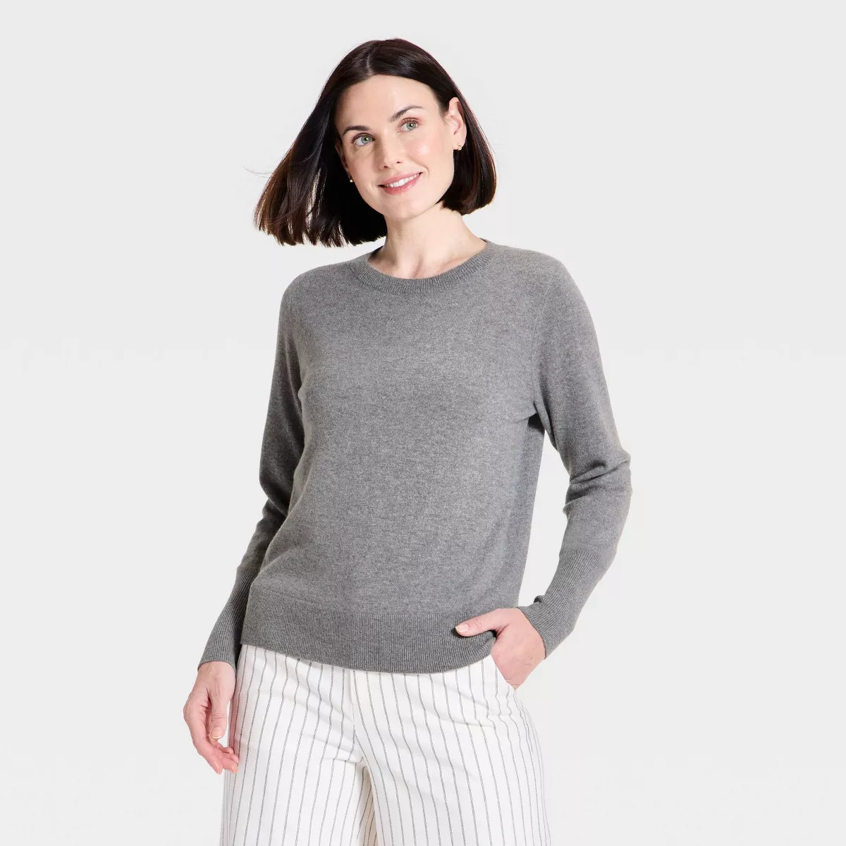 Women's 100% Cashmere Sweater - A New Day™ Heather Gray S | Target
