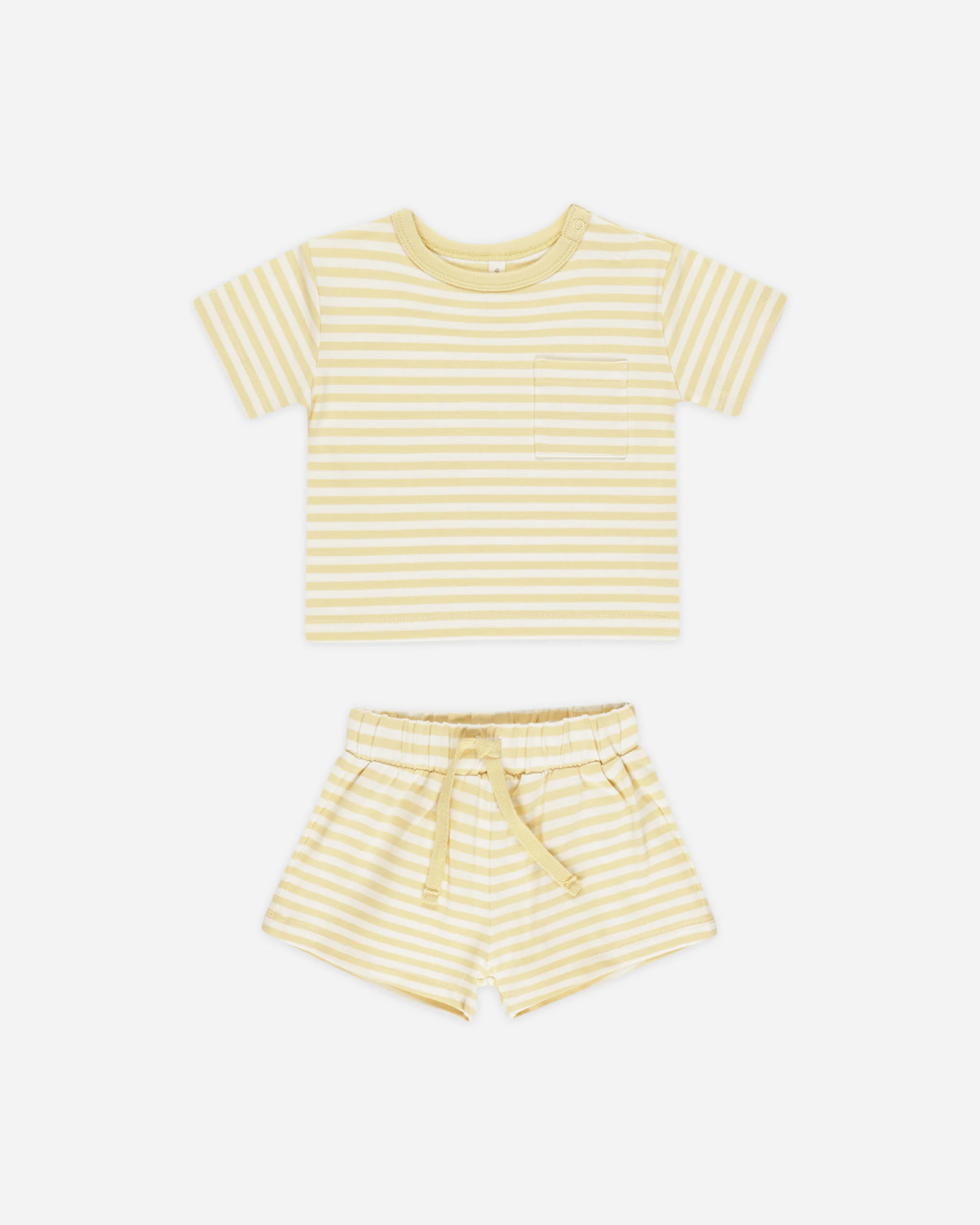 Pocket Tee + Short Set || Yellow Stripe | Rylee + Cru