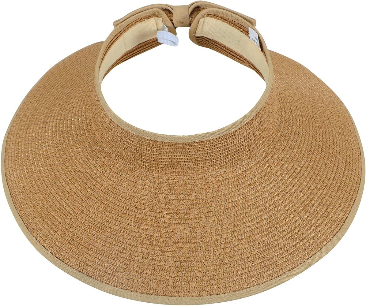 Simplicity Womens Hats Women's UPF 50+ Wide Brim Roll-up Straw Sun Hat Sun Visor Natural | Amazon (US)