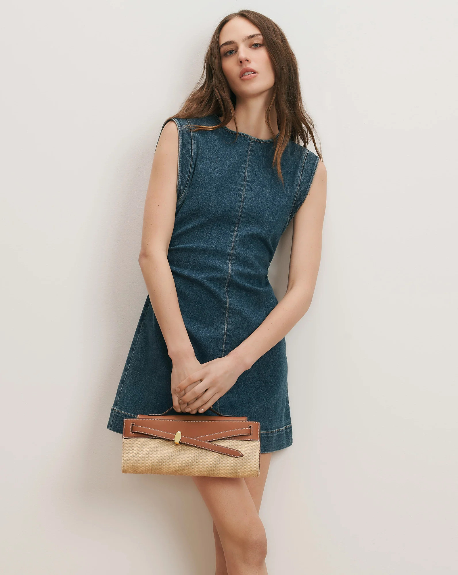 Imara Denim Mini Dress in Dark Bright Blue | Veronica Beard | Veronica Beard