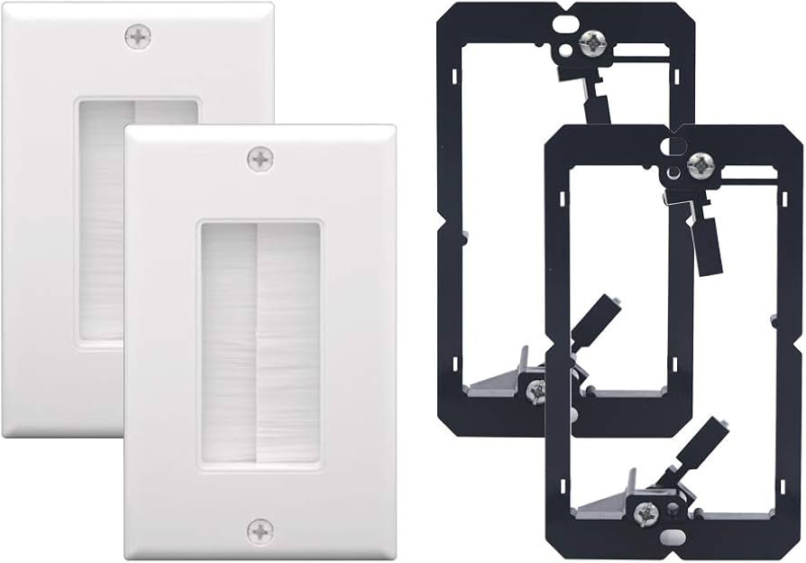 VCE Brush Wall Plate with Bracket, Cable Pass Through Insert with UL Listed Single Gang Decorator... | Amazon (US)
