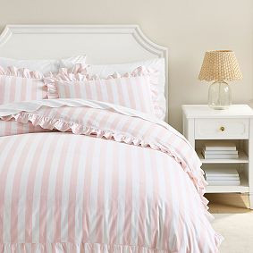 Cabana Stripe Ruffle Duvet Cover | Pottery Barn Teen