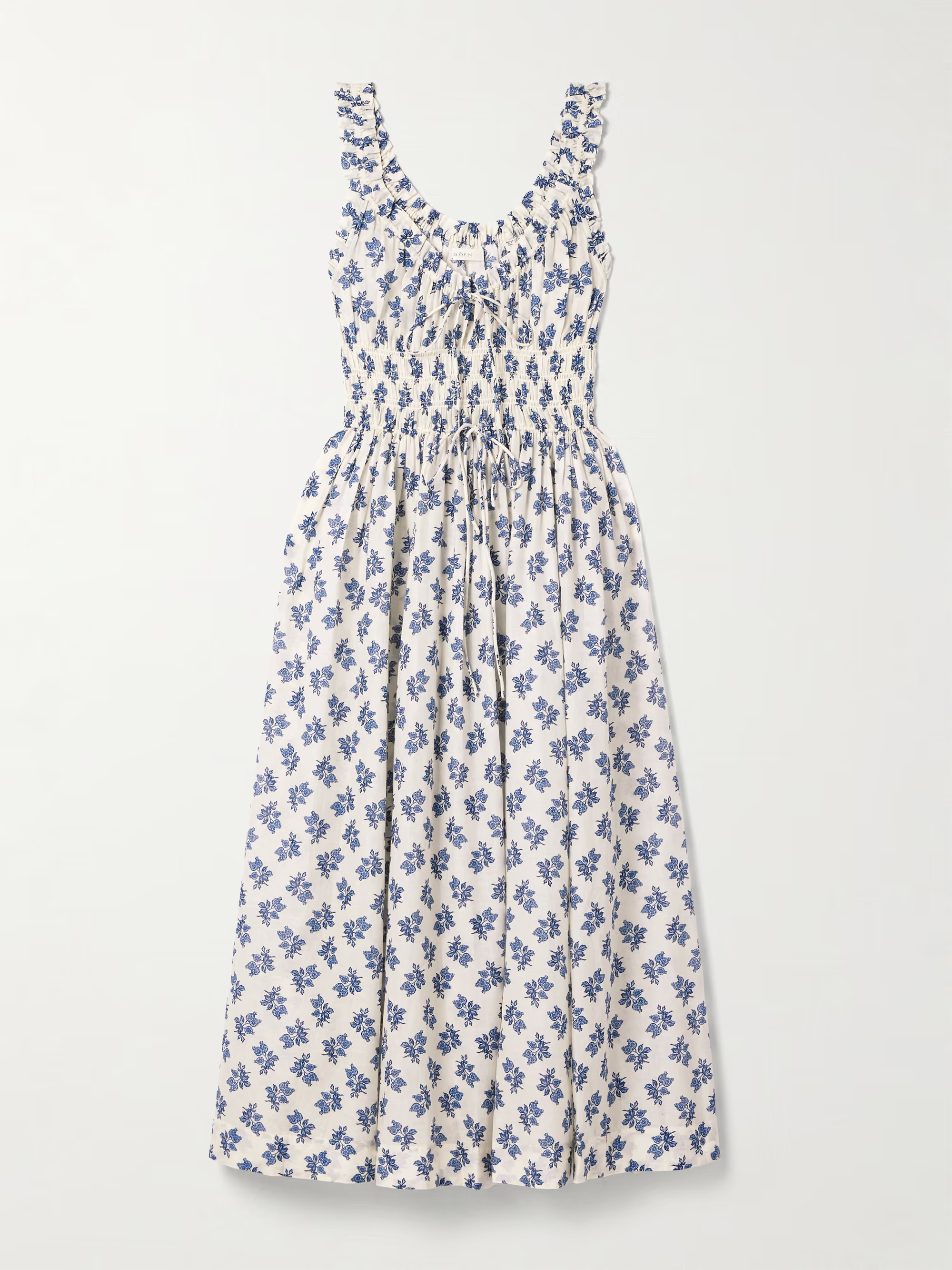 Emmaretta shirred floral-print organic cotton-voile midi dress | NET-A-PORTER APAC